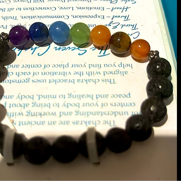Stone Circle - Seven Chakra Lava Beaded Bracelet - Picture 2 of 6